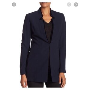 Elie Tahari Maclaine Navy Blazer with Velvet Trim